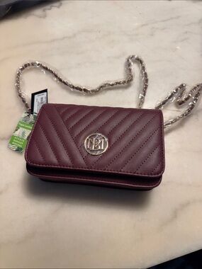 Quilted Crossbody Bag in Burgundy with Chain Strap